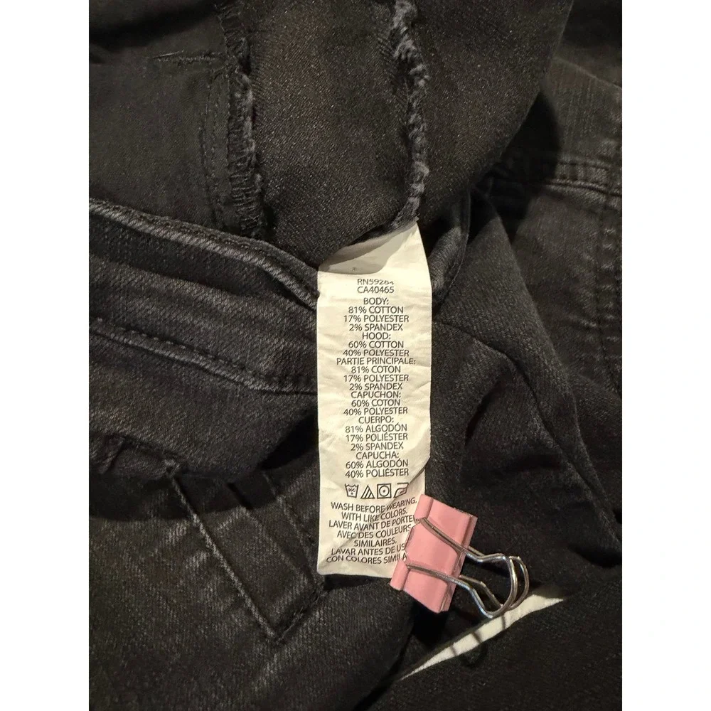 The Childrens Place Kids Black Denim‎ Hooded Trucker Jacket Size L 10/12